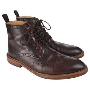 Curatore Amaro Boots Men 10 Brown Leather Lace Up Brogue Wingtip Derby